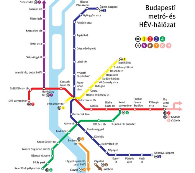 Az új budapesti négyes metró nyomvvonalának térképe