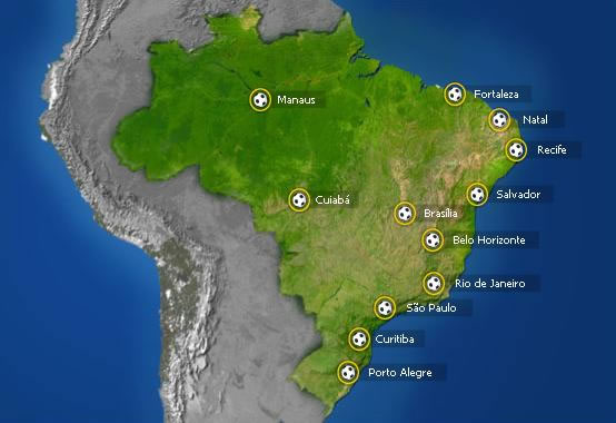 A brazil foci vb helyszínei