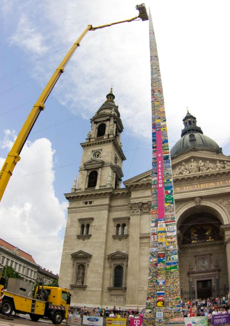 A világrekorder Lego torony a budapest Bazilikánál
